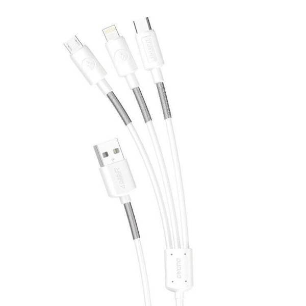 Dudao L8s Upgrade USB-A to Lightning/USB Micro/USB-C 3-in-1 cable 1.2 m white i gruppen Datautstyr / Kabler og adaptere / USB / USB-C hos TP E-commerce Nordic AB (C77130)