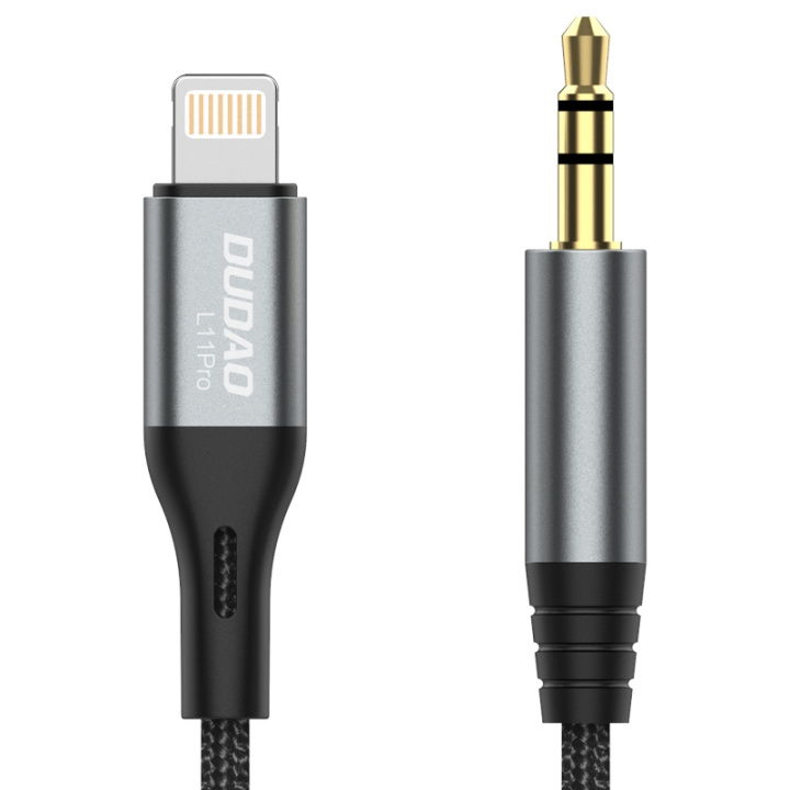 Dudao L11PRO 3.5mm Jack to Lightning cable 1m gray i gruppen SMARTTELEFON & NETTBRETT / Ladere og Kabler / Kabler / Kabler Lightning hos TP E-commerce Nordic AB (C77134)