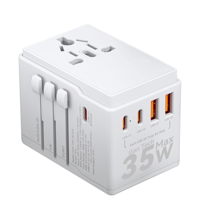 Dudao A35 Universal Travel Adapter White i gruppen HJEM, HUS OG HAGE / El og belysning / Reiseadaptere hos TP E-commerce Nordic AB (C77167)