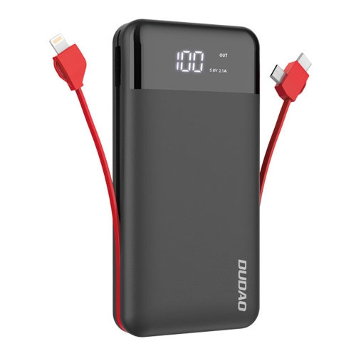 Dudao K1Pro powerbank 20000mAh 15Watt 4xcables svart i gruppen SMARTTELEFON & NETTBRETT / Ladere og Kabler / Powerbanks hos TP E-commerce Nordic AB (C77171)