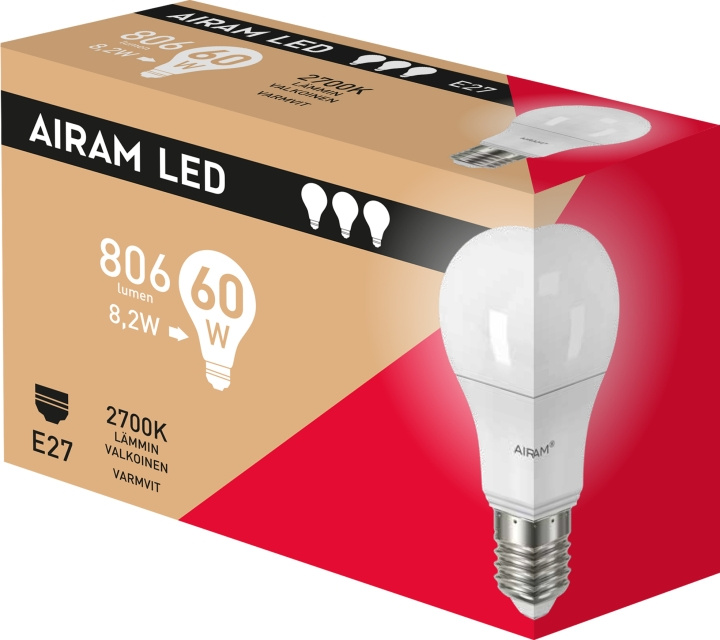 Airam LED-pære 3-pakning, E27, 2700 K, 806 lm i gruppen Elektronikk / Lys / LED-lys hos TP E-commerce Nordic AB (C77517)