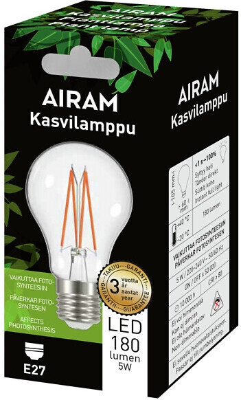 Airam LED plantelampe, E27, klar, glødetråd 180 lm i gruppen Elektronikk / Lys / LED-lys hos TP E-commerce Nordic AB (C77535)