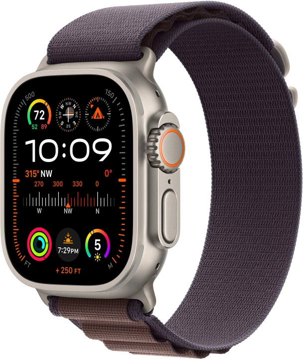 Apple Watch Ultra 2 (GPS + Cellular) 49 mm titanskall og indigo Alpine-rem, stor (MREW3) i gruppen SMARTTELEFON & NETTBRETT / Trening, hjem og fritid / Apple Watch og tilbehør / Apple Watch hos TP E-commerce Nordic AB (C77565)