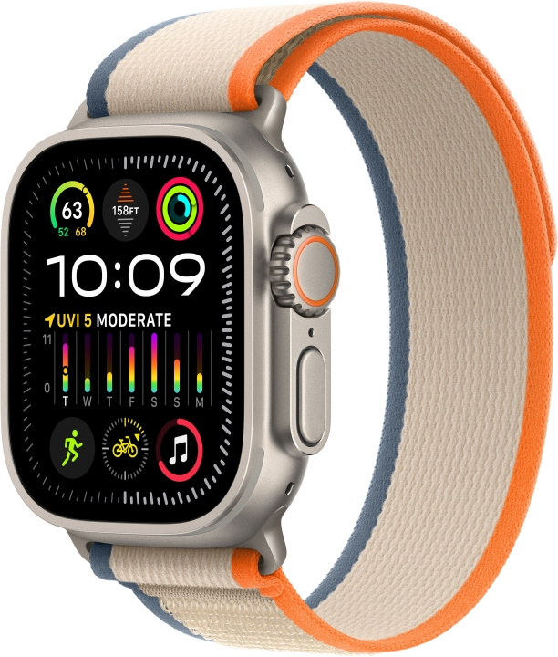 Apple Watch Ultra 2 (GPS + Cellular) 49 mm titanskall og oransje/beige Trail-rem, S/M (MRF13) i gruppen SMARTTELEFON & NETTBRETT / Trening, hjem og fritid / Apple Watch og tilbehør / Apple Watch hos TP E-commerce Nordic AB (C77569)