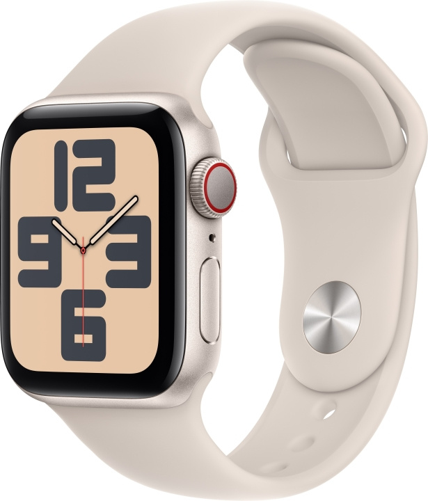 Apple Watch SE (GPS + Cellular) 40 mm aluminiumsveske i stjernehvitt og sportsarmbånd i stjernehvitt, M/L (MRG13) i gruppen SMARTTELEFON & NETTBRETT / Trening, hjem og fritid / Apple Watch og tilbehør / Apple Watch hos TP E-commerce Nordic AB (C77636)