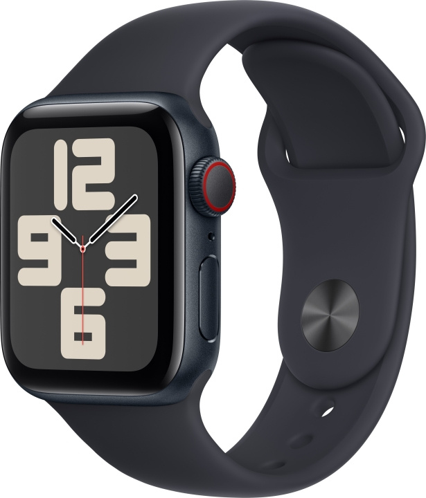 Apple Watch SE (GPS + Cellular) 40 mm midnattsblå aluminiumskasse og midnattsblått sportsarmbånd, S/M (MRG73) i gruppen SMARTTELEFON & NETTBRETT / Trening, hjem og fritid / Apple Watch og tilbehør / Apple Watch hos TP E-commerce Nordic AB (C77638)