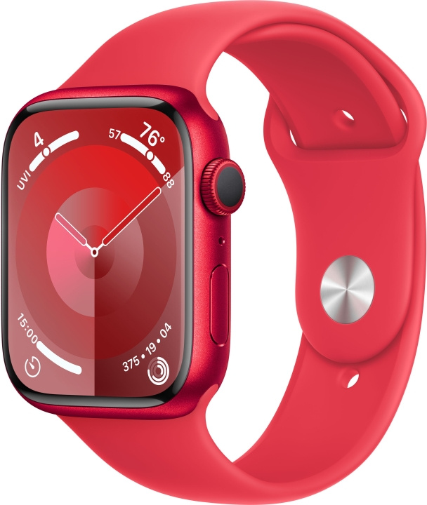 Apple Watch Series 9 (GPS) 45 mm rød (PRODUCT)RED aluminiumsdeksel og rødt (PRODUCT)RED sportsarmbånd, S/M (MRXJ3) i gruppen SMARTTELEFON & NETTBRETT / Trening, hjem og fritid / Apple Watch og tilbehør / Apple Watch hos TP E-commerce Nordic AB (C77670)