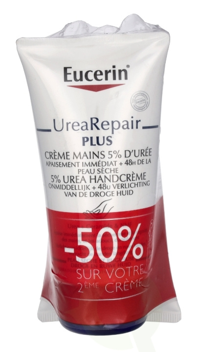 Eucerin Urea Plus Repair 5% Hand Cream Duo Set 150 ml 2x75ml i gruppen HELSE OG SKJØNNHET / Manikyr/pedikyr / Håndkrem hos TP E-commerce Nordic AB (C77934)