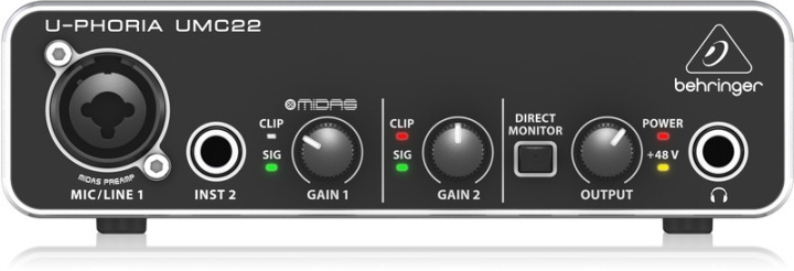 BEHRINGER U-Phoria UMC22 lydkort for USB-buss i gruppen SPORT, FRITID & HOBBY / Hobby / Musikk / Tilbehør til musikkinstrumenter hos TP E-commerce Nordic AB (C78098)