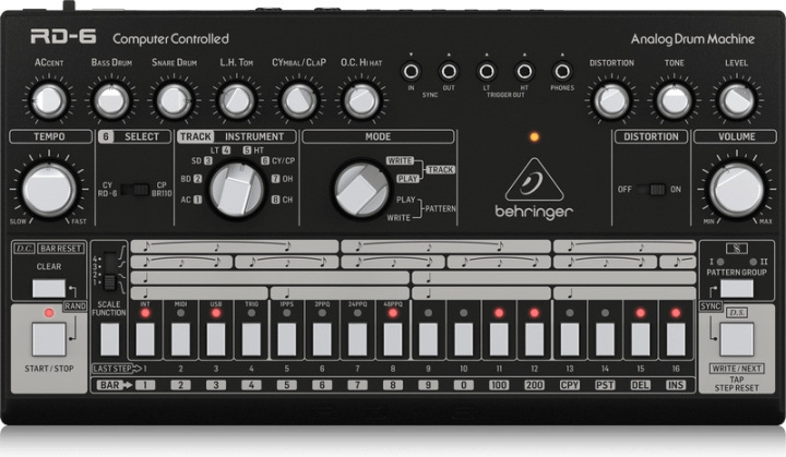 BEHRINGER RD-6 analog trommemaskin, svart i gruppen SPORT, FRITID & HOBBY / Hobby / Musikk / Tilbehør til musikkinstrumenter hos TP E-commerce Nordic AB (C78210)