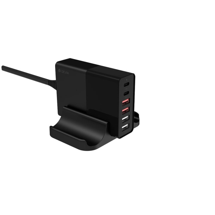 Devia väggladdare Extreme PD QC 3.0 75W 2x USB-C 4x USB svart i gruppen SMARTTELEFON & NETTBRETT / Ladere og Kabler / Vegglader / Vegglader USB hos TP E-commerce Nordic AB (C78605)