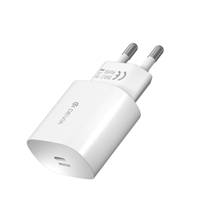 Devia väggladdare Smart PD 25W 1x USB-C vit + kabel USB-C - USB-C i gruppen SMARTTELEFON & NETTBRETT / Ladere og Kabler / Vegglader / Vegglader Type C hos TP E-commerce Nordic AB (C78645)