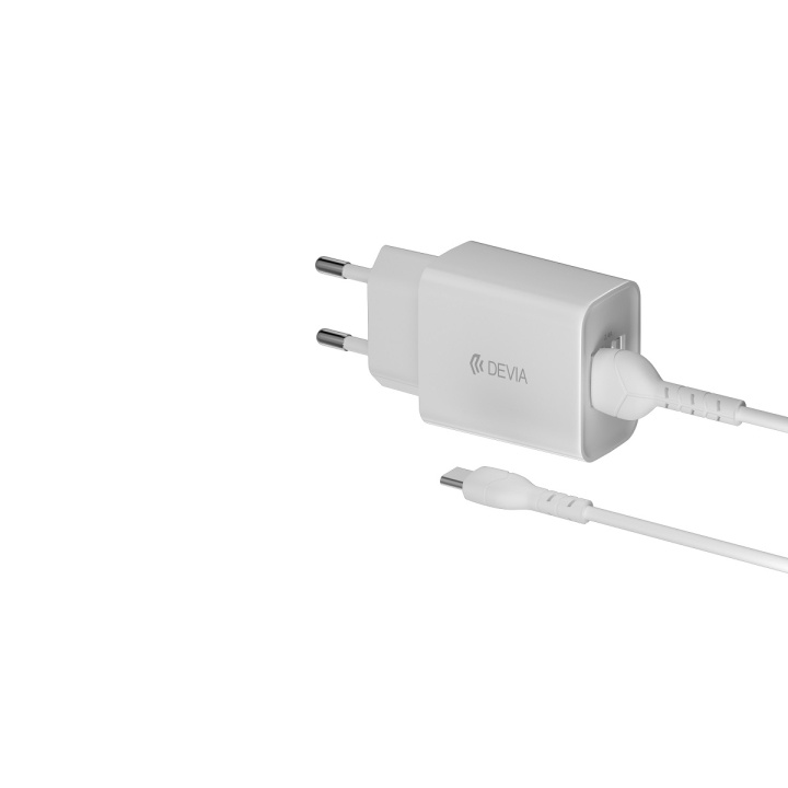 Devia väggladdare Smart 2x USB 2,4A vit + USB-C-kabel i gruppen SMARTTELEFON & NETTBRETT / Ladere og Kabler / Vegglader / Vegglader USB hos TP E-commerce Nordic AB (C78648)