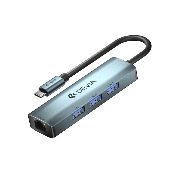 Devia adapter HUB 4in1 EC621 USB-C 3.1 till 3x USB 3.0 + RJ45 djupgrå i gruppen Datautstyr / Datamaskin Tilbehør / USB-Hubs hos TP E-commerce Nordic AB (C78658)