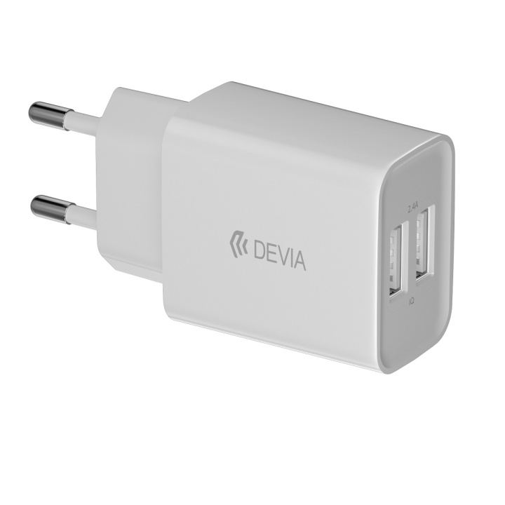 Devia väggladdare Smart 2x USB 2,4A vit i gruppen SMARTTELEFON & NETTBRETT / Ladere og Kabler / Vegglader / Vegglader USB hos TP E-commerce Nordic AB (C78660)