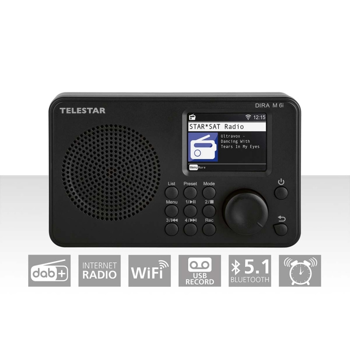 TELESTAR DIRA M 6i Ultrakompakt multifunksjonsradio DAB+ / FM / Internett / Bluetooth Svart i gruppen Elektronikk / Lyd & Bilde / Hjemmekino, HiFi og bærbar / Radio & Vekkerklokker / Radio hos TP E-commerce Nordic AB (C78700)