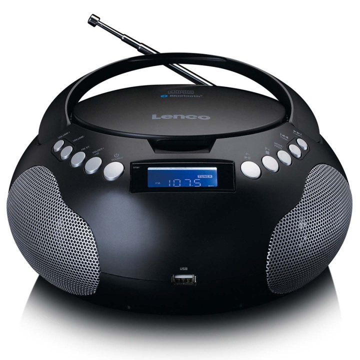 Lenco Bærbar radio CD/MP3 med USB og Bluetooth Svart i gruppen Elektronikk / Lyd & Bilde / Hjemmekino, HiFi og bærbar / Radio & Vekkerklokker / Radio hos TP E-commerce Nordic AB (C78728)