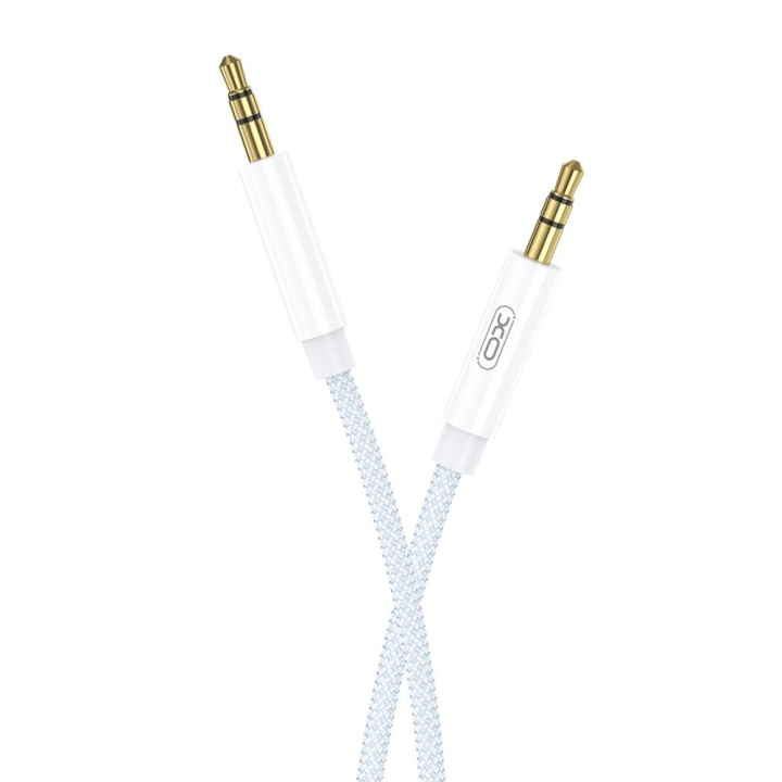 XO ljudkabel NB-R211C jack 3,5mm - jack 3,5mm 1,0 m vit-blå i gruppen Elektronikk / Kabler og adaptere / RCA hos TP E-commerce Nordic AB (C79193)