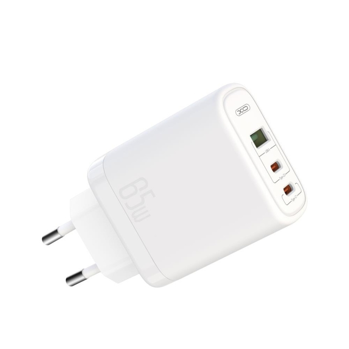 XO väggladdare CE04 PD 65W 2x USB-C 1x USB vit i gruppen SMARTTELEFON & NETTBRETT / Ladere og Kabler / Vegglader / Vegglader USB hos TP E-commerce Nordic AB (C79196)