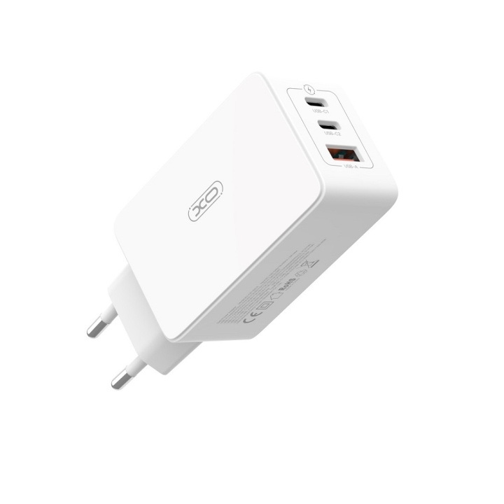 XO väggladdare CE13 PD QC 3.0 65W 1x USB 2x USB-C vit i gruppen SMARTTELEFON & NETTBRETT / Ladere og Kabler / Vegglader / Vegglader Type C hos TP E-commerce Nordic AB (C79276)