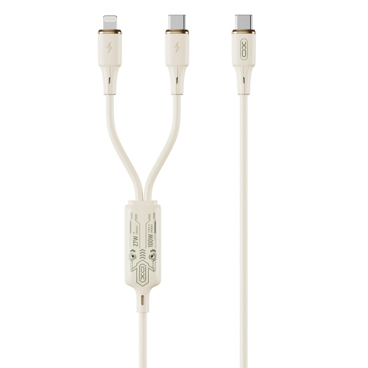 XO kabel NB-Q262 2in1 PD USB-C - Lightning + USB-C 1,2m beige 60W i gruppen Datautstyr / Kabler og adaptere / USB / USB-C hos TP E-commerce Nordic AB (C79320)