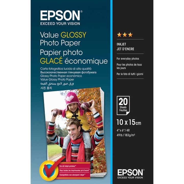 Epson 10x15 Value Glossy Photo Paper 10x15cm - 20 sheets i gruppen Elektronikk / Foto og video / Fotograferingsutstyr / Annet hos TP E-commerce Nordic AB (C79455)