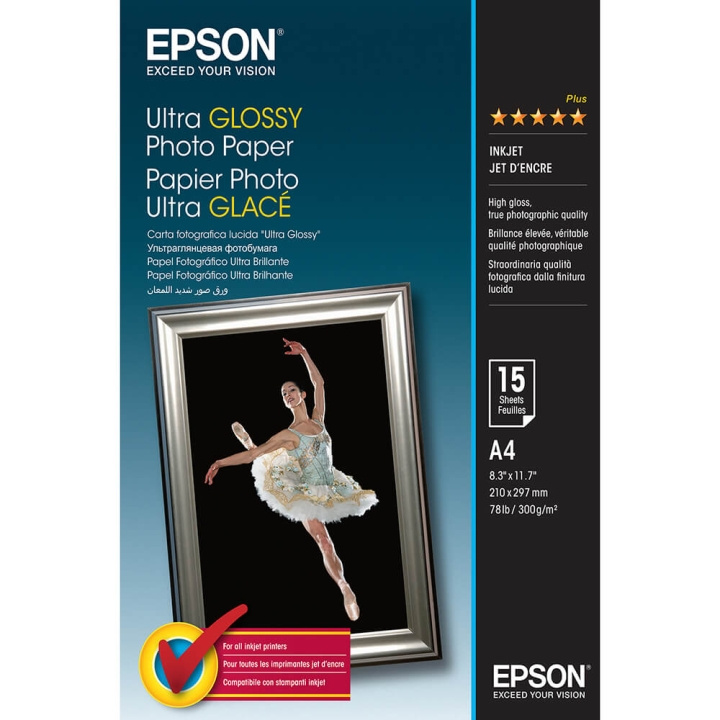 Epson A4 Ultra Glossy Photo Paper A4 - 15 ark i gruppen Elektronikk / Foto og video / Fotograferingsutstyr / Annet hos TP E-commerce Nordic AB (C79461)