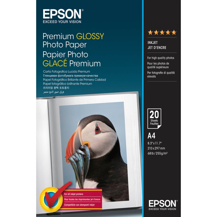 Epson A4 Premium Glossy Photo Pape A4 - 20 Sheets i gruppen Elektronikk / Foto og video / Fotograferingsutstyr / Annet hos TP E-commerce Nordic AB (C79464)