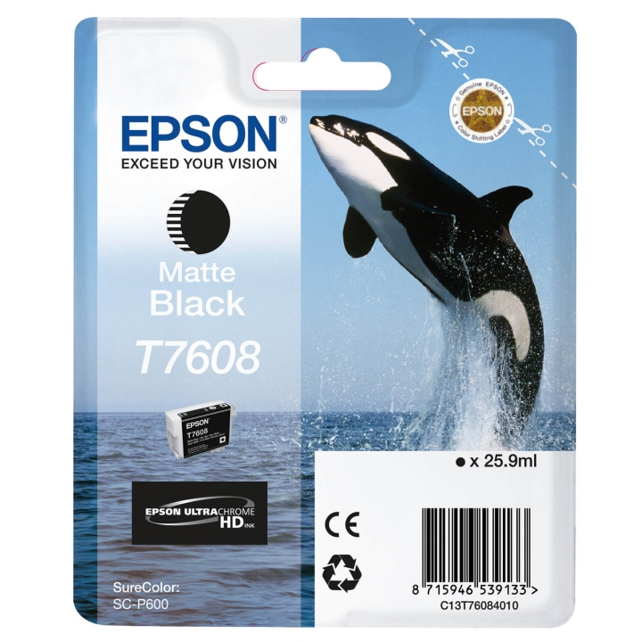 Epson Ink UltraChrome HD T76084N10 Matte Black i gruppen Datautstyr / Skrivere og tilbehør / Blekk og toner / Blekkpatroner / Epson hos TP E-commerce Nordic AB (C79465)