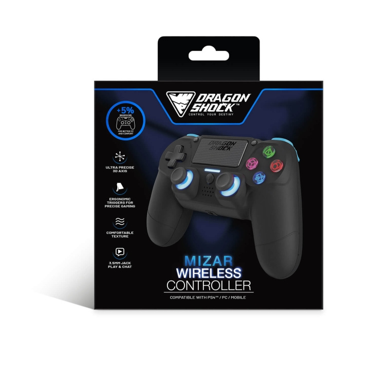 DragonShock Controller Mizar Wireless BT for PS4 Black i gruppen Elektronikk / TV-spill & tilbehør / Sony PlayStation 4 hos TP E-commerce Nordic AB (C79476)