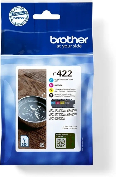 Brother LC422VALDR blekkpatronpakke, 4 farger i gruppen Datautstyr / Skrivere og tilbehør / Blekk og toner / Blekkpatroner / Brother hos TP E-commerce Nordic AB (C80317)