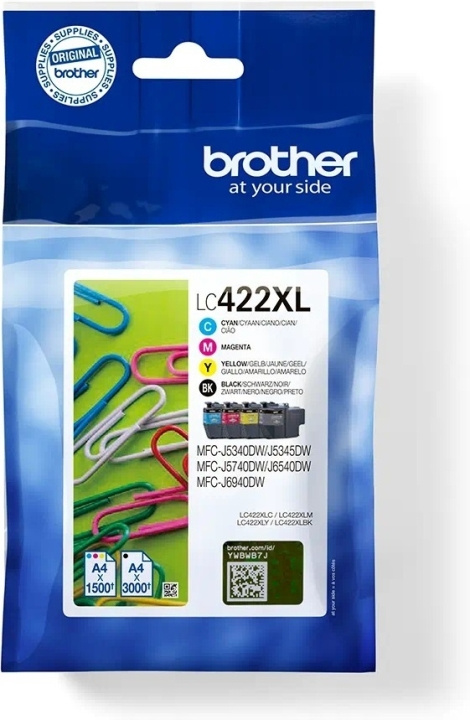 Brother LC422XLVALDR blekkpatronpakke, 4 farger i gruppen Datautstyr / Skrivere og tilbehør / Blekk og toner / Blekkpatroner / Brother hos TP E-commerce Nordic AB (C80318)