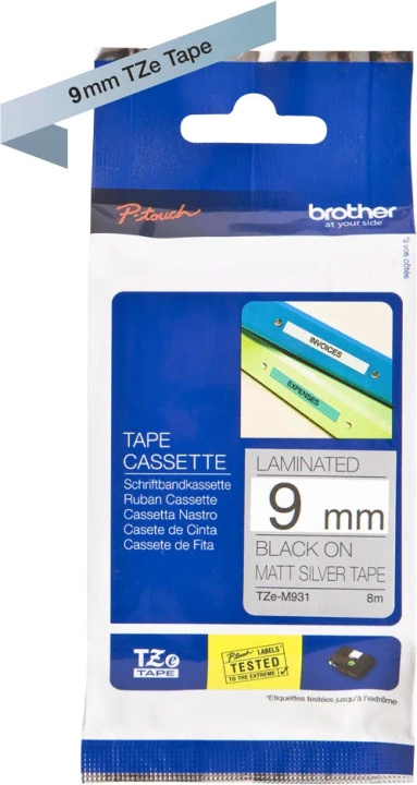 Brother TZe-M921 tape, 9 mm x 8 m, svart med sølvfarget bakgrunn i gruppen Datautstyr / Skrivere og tilbehør / Skrivere / Merkemaskiner og tilbehør / Tape hos TP E-commerce Nordic AB (C80365)