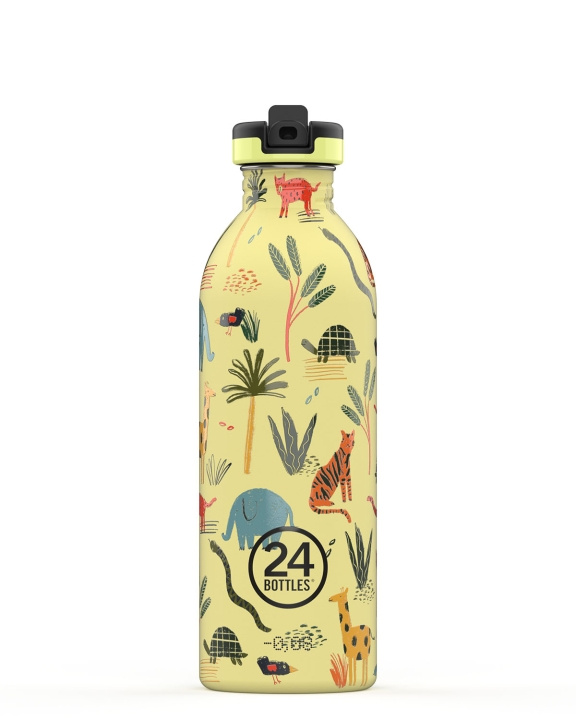 24Bottles - Kids Collection - Urban Bottle 500 ml m. sportslokk - Jungle Friends (24B917) i gruppen SPORT, FRITID & HOBBY / Friluftsliv / Termoser og flasker hos TP E-commerce Nordic AB (C80738)