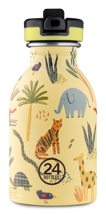 24Bottles - Kids Collection - Urban Bottle 250 ml m. sportslokk - Jungle Friends (24B933) i gruppen SPORT, FRITID & HOBBY / Friluftsliv / Termoser og flasker hos TP E-commerce Nordic AB (C80741)