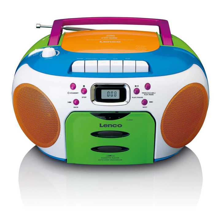 Lenco Bærbar radio med CD og kassett Kids Multi Colour i gruppen Elektronikk / Lyd & Bilde / Hjemmekino, HiFi og bærbar / Radio & Vekkerklokker / Radio hos TP E-commerce Nordic AB (C81439)