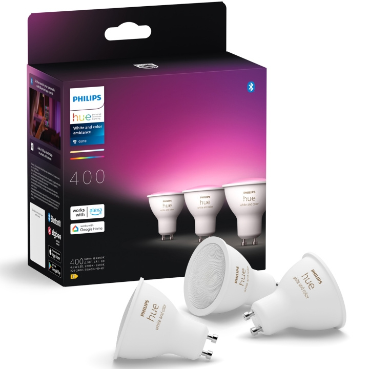 Philips Hue White and Color Ambiance GU10 400lm 3-pack i gruppen Elektronikk / Lys / LED-lys hos TP E-commerce Nordic AB (C81445)