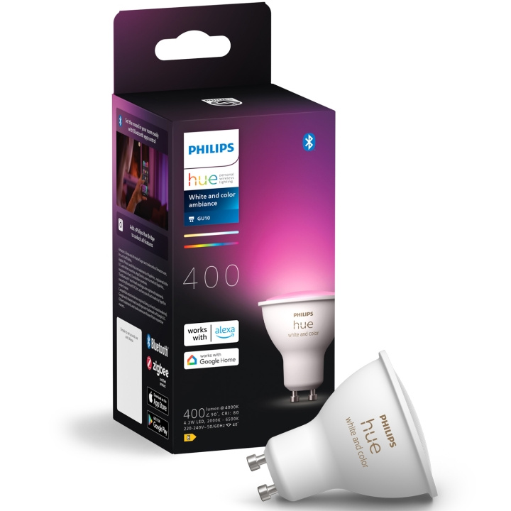 Philips Hue White and Color Ambiance GU10 400lm 1-pack i gruppen Elektronikk / Lys / LED-lys hos TP E-commerce Nordic AB (C81475)