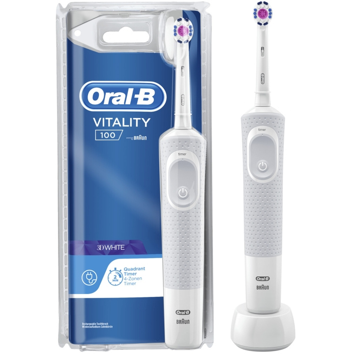 Oral B Eltandborste Vitality 100 3D White i gruppen HELSE OG SKJØNNHET / Munnpleie / Elektriske tannbørster hos TP E-commerce Nordic AB (C81553)