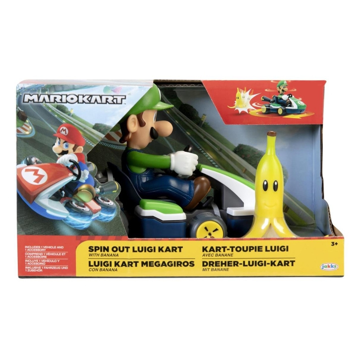 JAKKS Pacific Super Mario 2,5 tommers Spin Out Mario Kart Luigi i gruppen LEKER, BARN OG BABY / Leker / Lekebiler hos TP E-commerce Nordic AB (C81819)