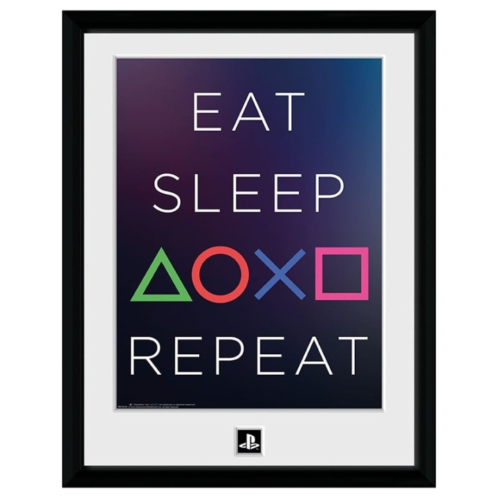 Abysse PLAYSTATION - Innrammet trykk Eat Sleep Repeat (30x40) i gruppen SPORT, FRITID & HOBBY / Morsomme produkter / Morsomme produkter hos TP E-commerce Nordic AB (C82544)