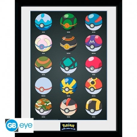 Abysse POKEMON - Innrammet trykk Pokeballs (30x40) i gruppen SPORT, FRITID & HOBBY / Morsomme produkter / Morsomme produkter hos TP E-commerce Nordic AB (C82552)