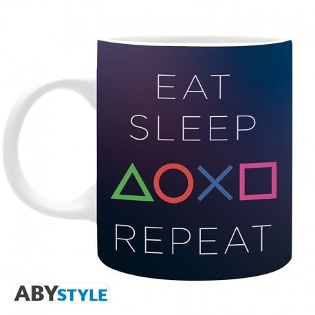 Abysse PLAYSTATION - Krus - 320 ml - Eat Sleep Repeat i gruppen SPORT, FRITID & HOBBY / Morsomme produkter / Kopper hos TP E-commerce Nordic AB (C82554)