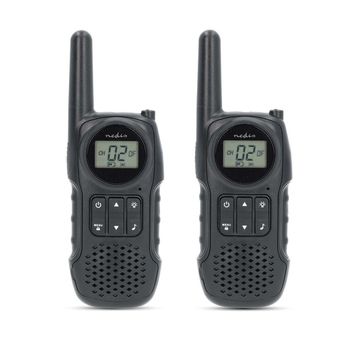 Nedis Walkie-Talkie Set | 2 håndsett | Opp til 10 km | Frekvens kanal: 8 | PTT / VOX | Opp til 3 timer | Hodetelefonutgang | Sort i gruppen SPORT, FRITID & HOBBY / Friluftsliv / Walkie talkie hos TP E-commerce Nordic AB (C82814)