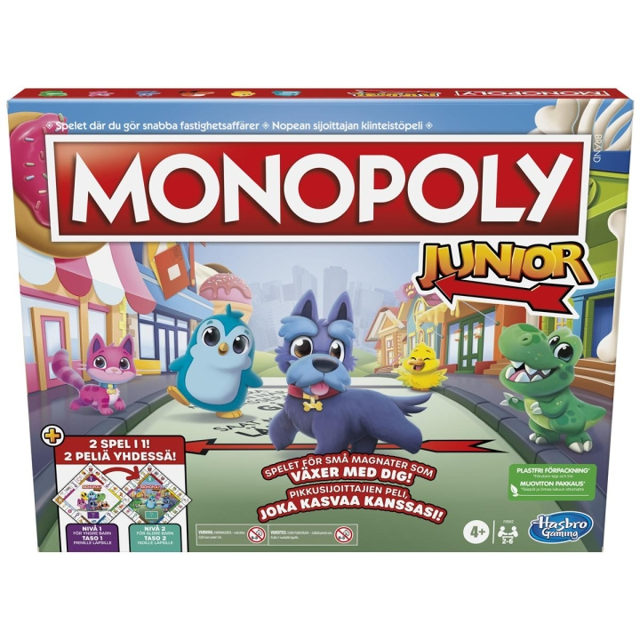 Hasbro Monopol Junior 2 spill i 1 (SE/FI) i gruppen LEKER, BARN OG BABY / Leker / Brettspill / Barnespill hos TP E-commerce Nordic AB (C83299)