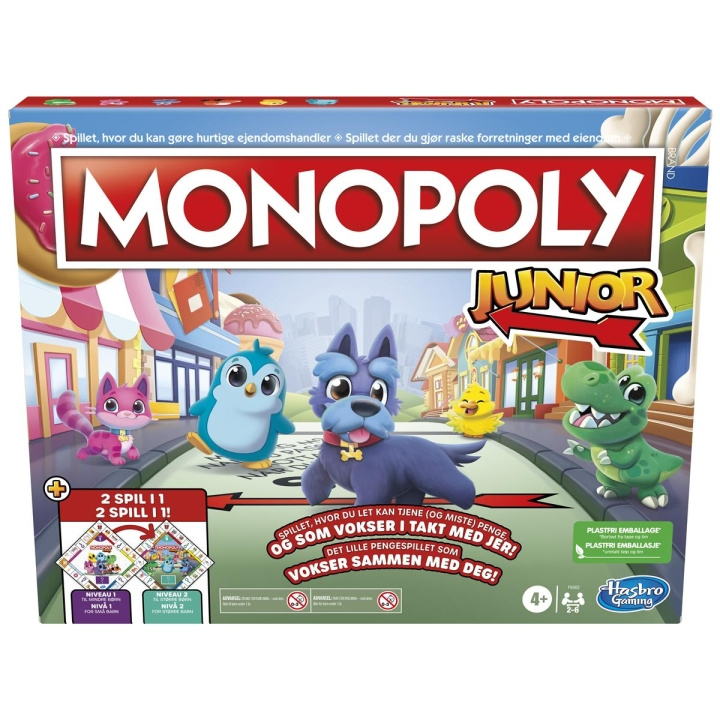 Hasbro Monopol Junior 2 spill i 1 (DK/NO) i gruppen LEKER, BARN OG BABY / Leker / Brettspill / Barnespill hos TP E-commerce Nordic AB (C83300)