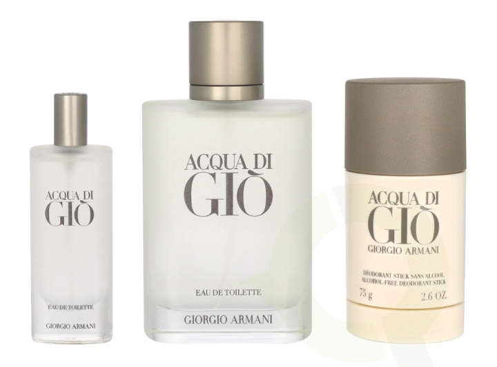 Armani Acqua Di Gio Pour Homme Giftset 190 ml Edt Spray 100ml/Edt Spray 15ml/Deodorant Stick 75g i gruppen HELSE OG SKJØNNHET / Gavesett / Gavesett for ham hos TP E-commerce Nordic AB (C84469)