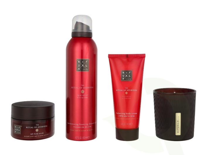 Rituals Ayurveda Set 565 ml Salt Body Scrub 125gr/Body Cream 100ml/Foaming Shower Gel 200ml/Scented Candle 140gr i gruppen HELSE OG SKJØNNHET / Gavesett / Gavesett for henne hos TP E-commerce Nordic AB (C84534)