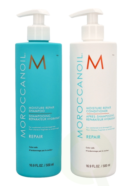 Moroccanoil Moisture Repair Shampoo & Conditioner Set 1000 ml Sjampo 500ml/Balsam 500ml i gruppen HELSE OG SKJØNNHET / Hår & styling / Hårpleie / Sjampo hos TP E-commerce Nordic AB (C85134)