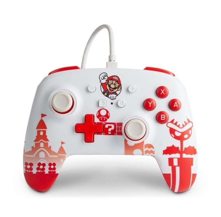 PowerA Enhanced Wired Controller for Nintendo Switch - Mario Red/White i gruppen Elektronikk / TV-spill & tilbehør / Nintendo Switch hos TP E-commerce Nordic AB (C85485)